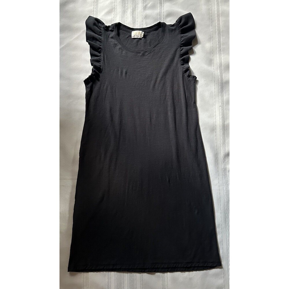 Nation LTD Elliot Fused Ruffle Women’s Dress Black /Dark Gray Size S Pima Cotton - Picture 3 of 13